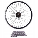 Koło 26'' Stars Circle tylne aluminiowe czarne + wolnobieg 7rz + łańcuch