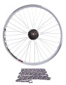 Koło 26'' tylne aluminiowe srebrne + wolnobieg 6rz + łańcuch