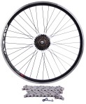  Koło 28 Stars Circle tylne z wolnobiegiem Shimano 6rz i łańcuchem KMC czarne